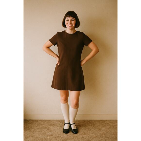 Ann Taylor Dresses & Skirts - Vintage Ann Taylor Silk Shift Dress Espresso Brown Boxy Tailored Workwear 10